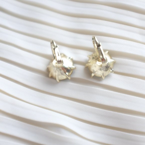 Blue aquamarine rhinestone clip on earrings - Picture 3 of 4